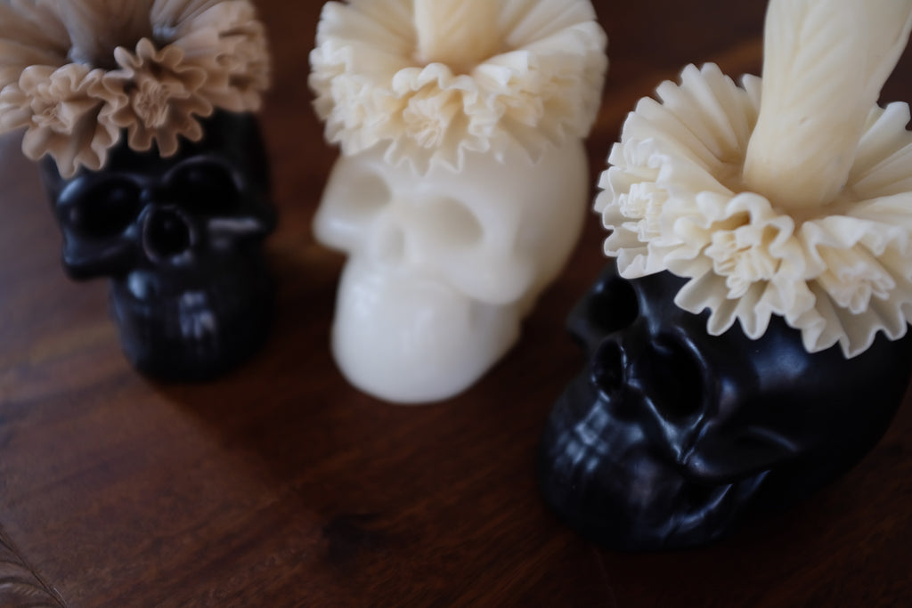 Large Flower Skull with Candle