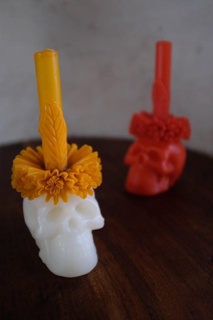 Large Flower Skull with Candle