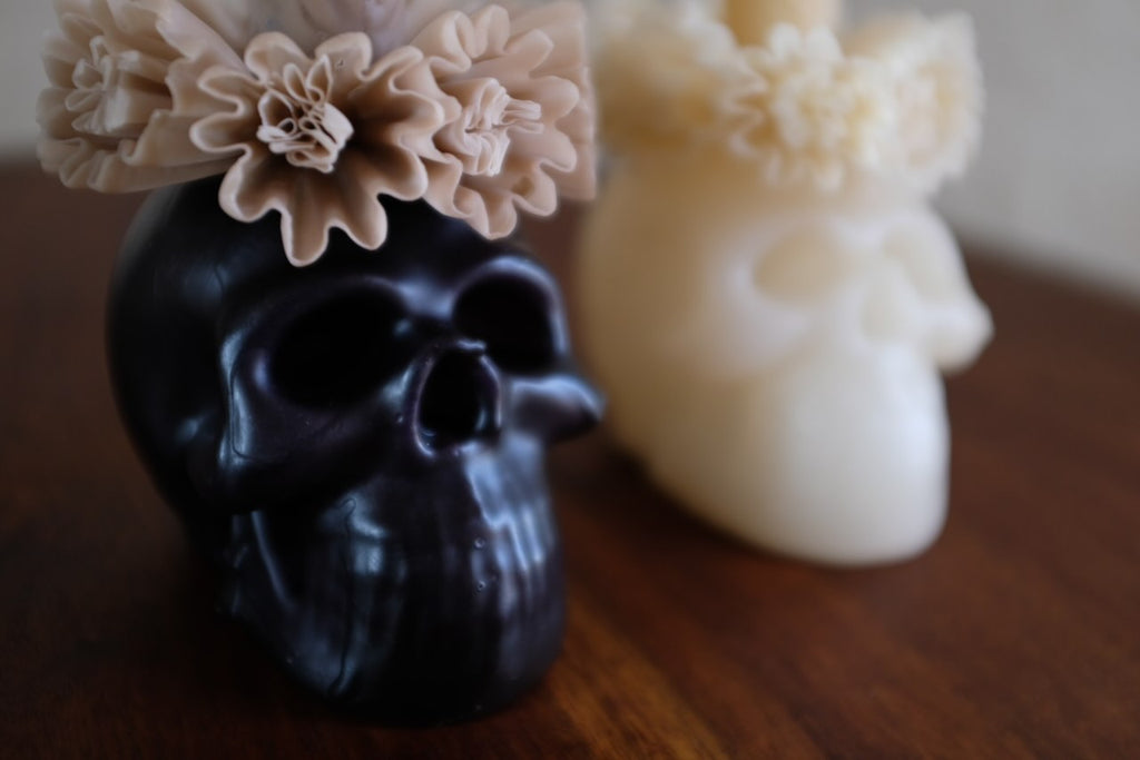 Large Flower Skull with Candle