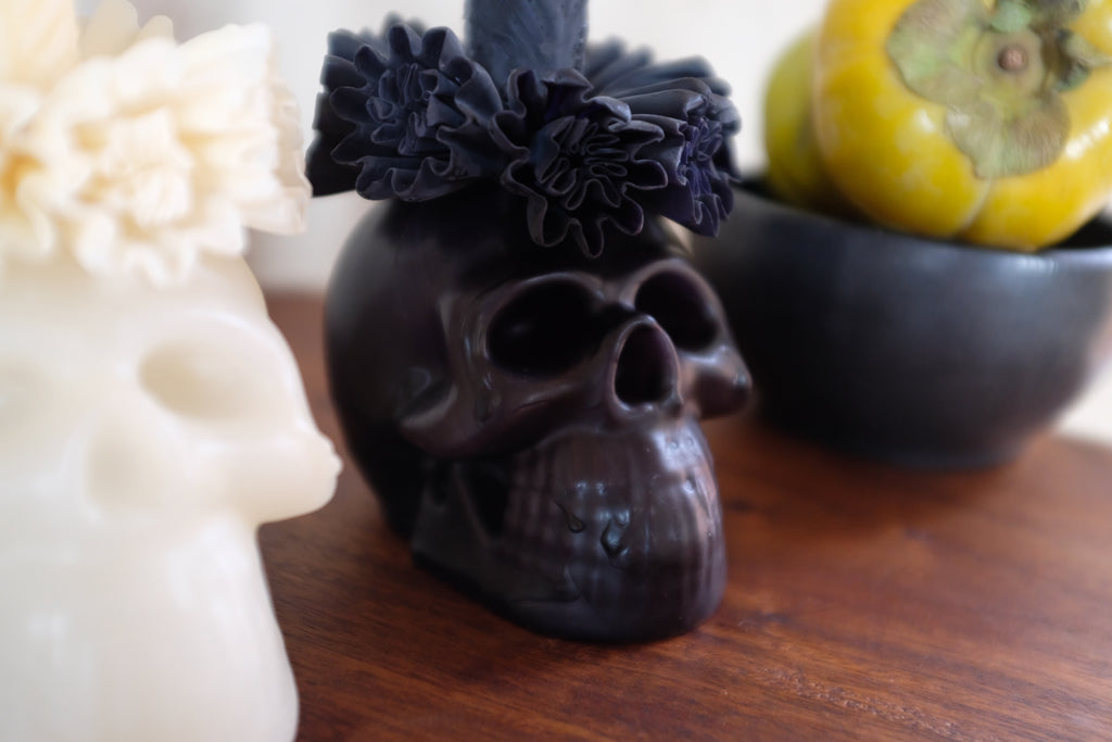 Large Flower Skull with Candle